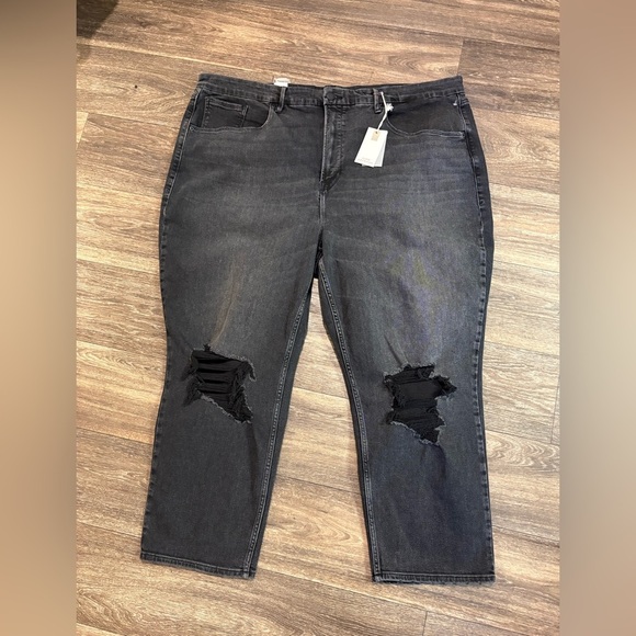 NWT Good American Black Ripped Jeans - Picture 1 of 5